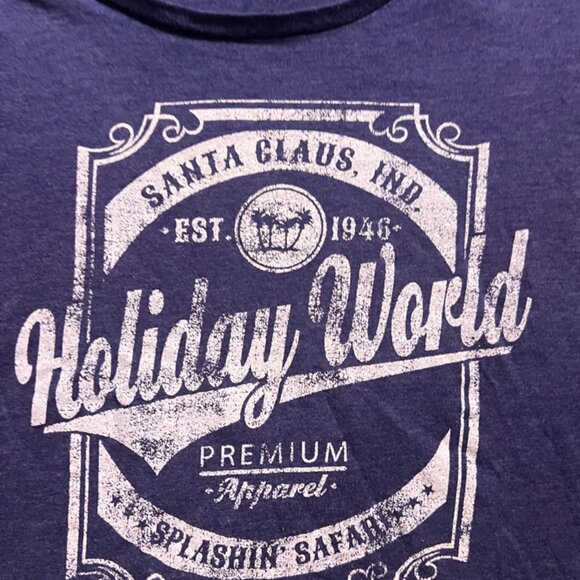 Holiday World & Splashin' Safari Blue Cotton XL Fitted‎ Shirt Santa Indiana (W) - Picture 2 of 5